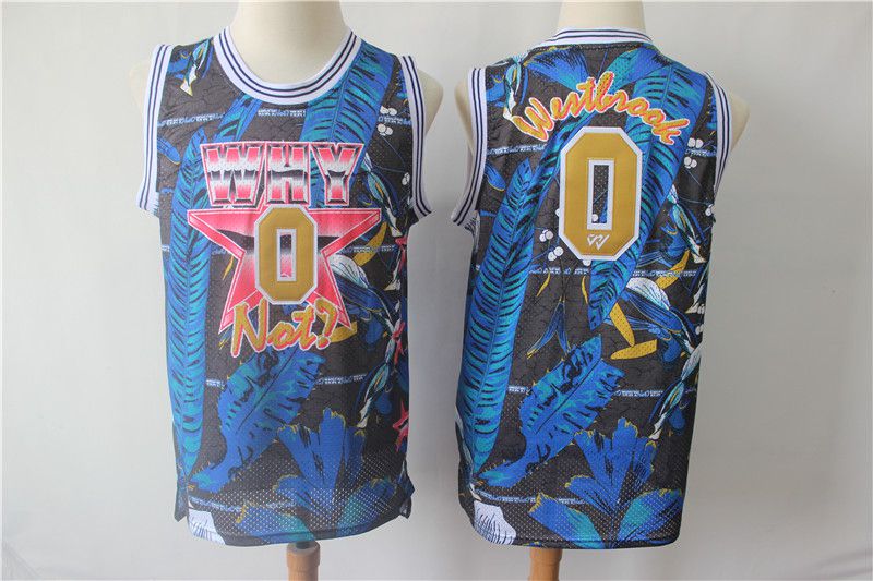 Men Oklahoma City Thunder #0 Westbrook Blue Painted Limited Edition NBA Jerseys->portland trail blazers->NBA Jersey